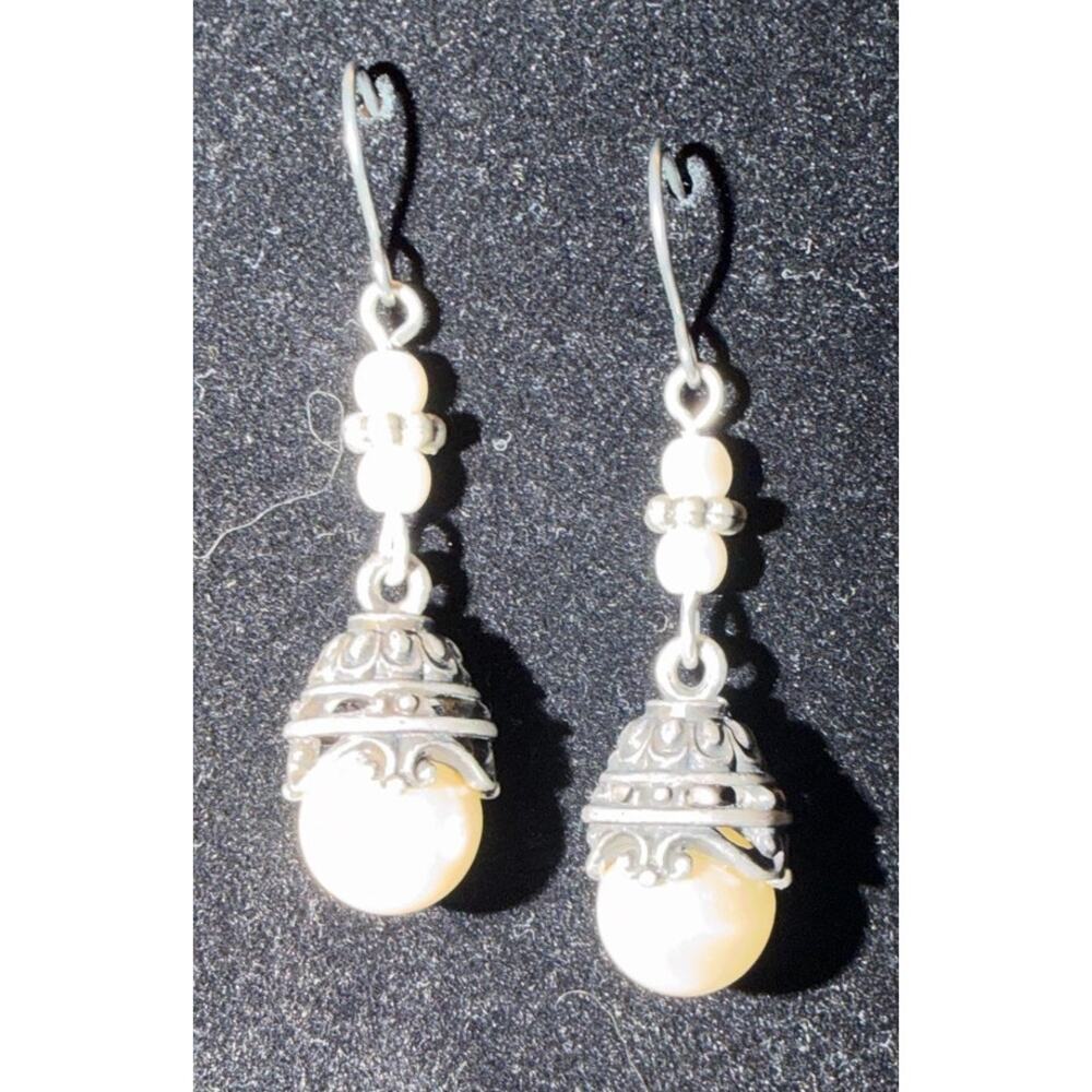 Glam Premier Designs Necklace Set in SilverTone with Pearls dangle earrings - Picture 2 of 9